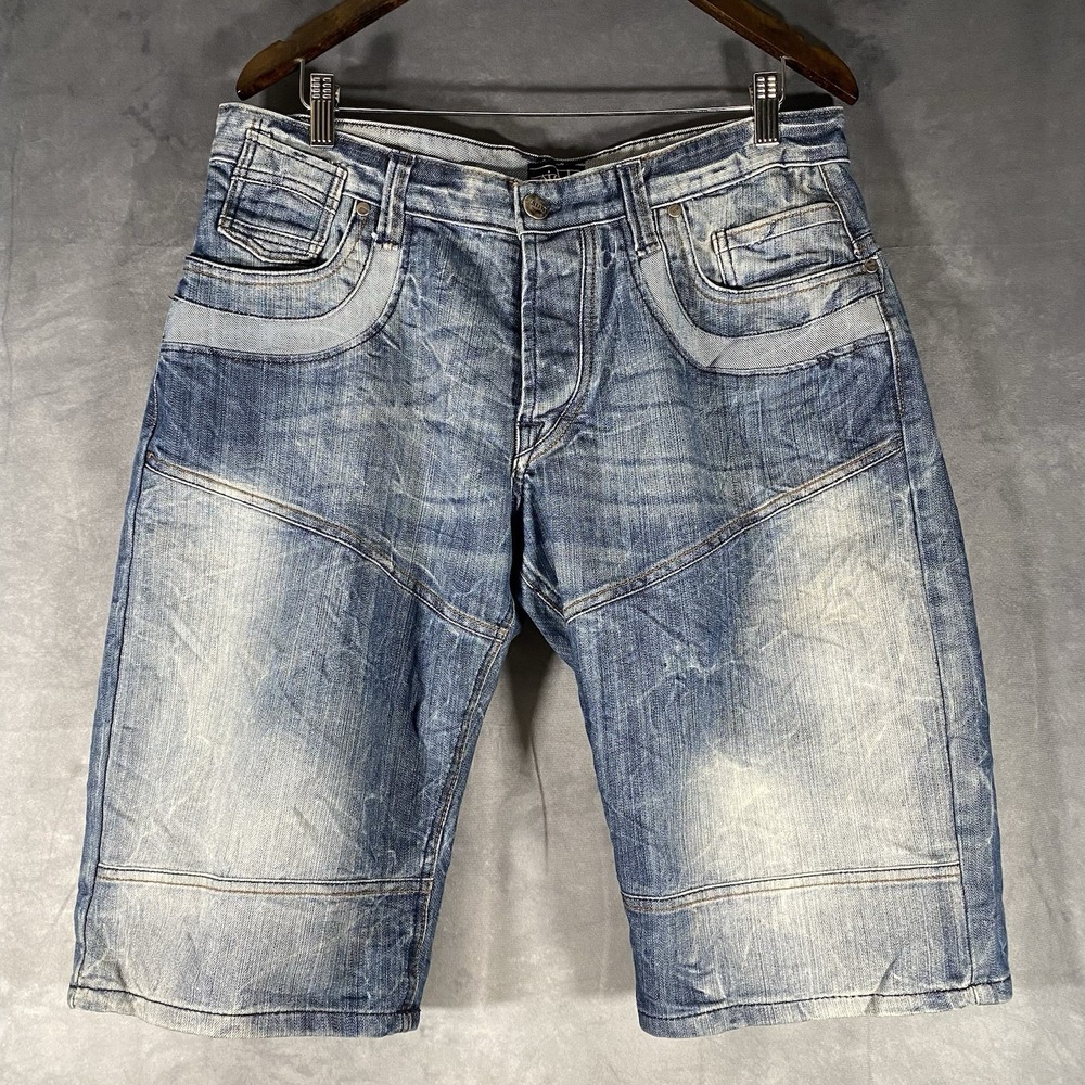 Sidd Shorts Denim Blue Jean Button Fly Shorts Size 34x14‎ Y2K Washed Finish